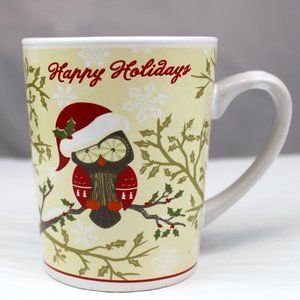 Happy Holidays Owl Vintage Coffee Cup Mug